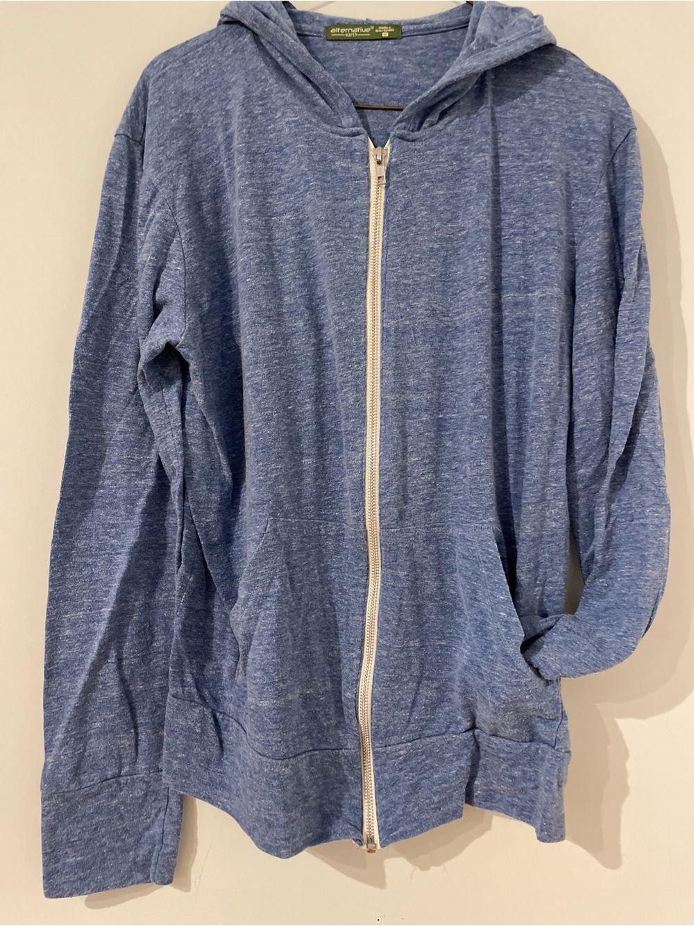 Alternative Earth Men's Heather Blue Zip-Up Hoodie Sweater